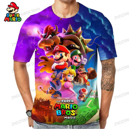 Mario 2024 Y2k Harajuku Style Men's Children's T-Shirt Quick Dry Parent-child Wear Tops Streetwear Fashion 110-6XL Oversize Man