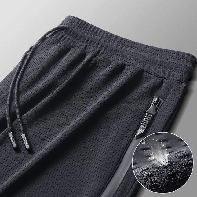 Men's Sportswear Summer Cool Quick Dry Breathable Knit Sports Pants Drawstring Thin Boys Trousers Tactical Clothing 2025 Z1A1