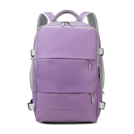 Water-resistant independent shoe compartment backpack with railing, USB interface travel bag, large-capacity storage bag
