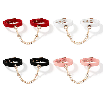 Soft Silicone Handcuffs Ankle Cuffs Set Gold Chain BDSM Bondage Restraints Slave Role Play Adult Sex Toy for Women Men Couples