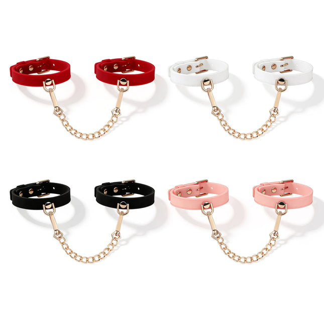 Soft Silicone Handcuffs Ankle Cuffs Set Gold Chain BDSM Bondage Restraints Slave Role Play Adult Sex Toy for Women Men Couples