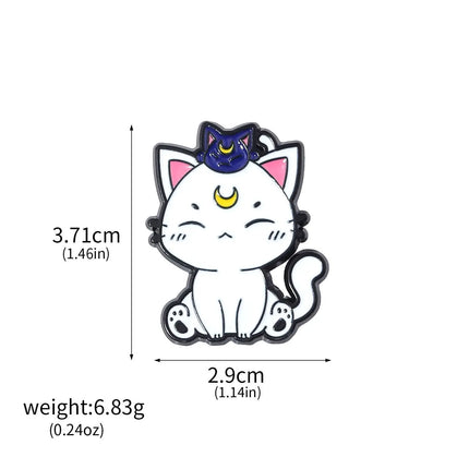 Anime Cartoon Moon Tsukino Usagi Enamel Keychain Necklace for Women Girl Magic Brooch Aino Minako Pin Cosplay Jewelry Gift