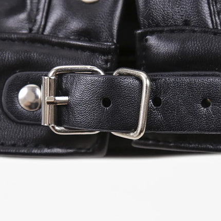 PU Leather Bondage Mask Full Head Hood Blindfold BDSM Fetish Roleplay Slave Harness Sexy Adult Sex Toys for Women Men Couples