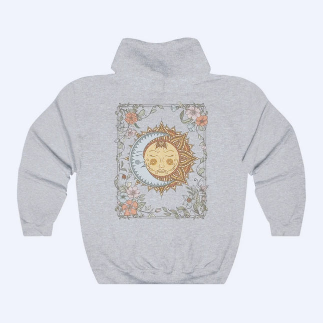 Sun and Moon Graphic Unisex Hoodie Celestial Witchy Sweatshirt Tarot Creative Design Clothing Men Women Fashion Streetwear
