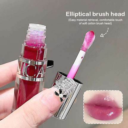 Cappuvini Peach Jelly Water Light Glass Gloss Lip Gloss Lasting Non-stick Waterproof Lip Plumping Moisturizing Lipgloss Makeup