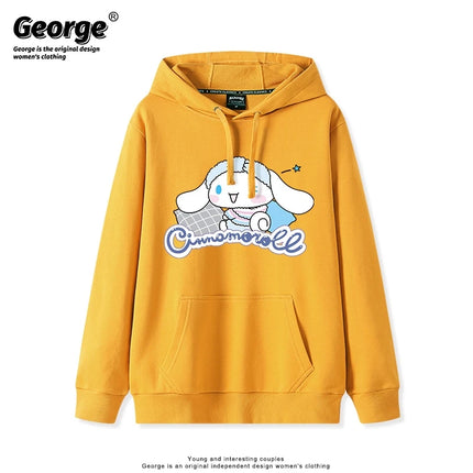 Korean Cute Cinnamoroll Hook Haze Blue Hooded Sweater Cute Girl Loose Versatile Girlfriend College Style Loose Long Sleeve Top