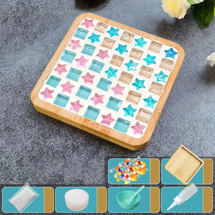 Handmade DIY Mosaic Cup Mat Bottom Bamboo Pad Early Education Free Creation Handicraft Toys