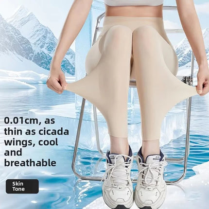 Thin Summer Women's Legging Outer Wear Silky Sunscreen Cool Feeling High Waist Yoga Pants Elastic Skinny Trousers
