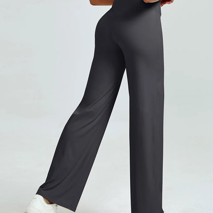 High Waisted Straight Leg Yoga Pants for Women, Naked Feeling Butt Lifting Loose Fit Workout Trousers, Slimming Gym Pants