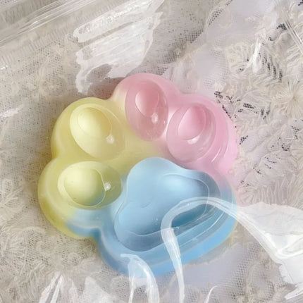 Three Colors Rainbow Cat Claw Squishy Fidget Toy Soft Cute Cat Paw Slow Rebound Pinch Decompression Toys for Kids Birthday Gifts