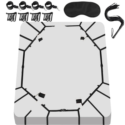 Bed BDSM Set Sex Adult Toy Handcuffs for Couple Woman Kit Supplies BDSM Restraints Bed Bondage Rope Sexual Nipple Erotic Game