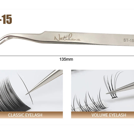 NATUHANA Anti-static Straight Eyelash Extension Tweezers Industrial Precision Curved Straight Lash Eyebrow Tweezers Makeup Tools