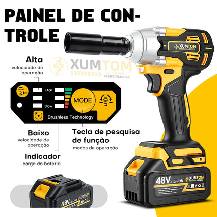 48V Professional Electric Impact Wrench 450NM Brushless 2 Batteries Brushless Bolter