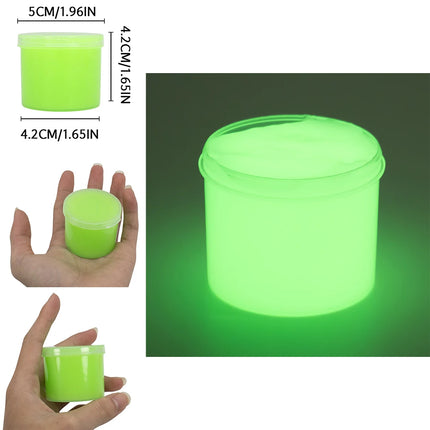 70/300ml Large Glow in the Dark Crystal Slime Toy Non-Stick Super Soft Stress Relief Putty for Kids Party Favors Birthday Gifts