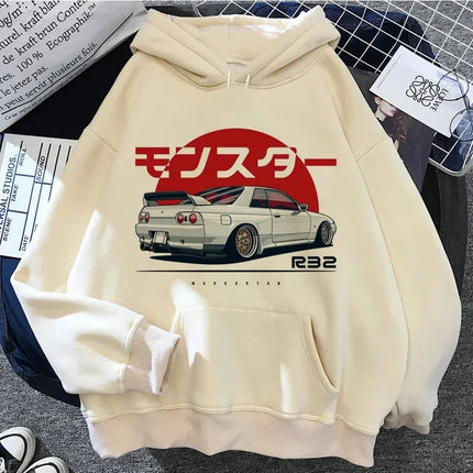 2025 Jdm Style Printed Hoodie Unisex Men Women Casual Fashion Hooded Pullover Sweatshirts Long Sleeves Y2k Streetwear Clothing