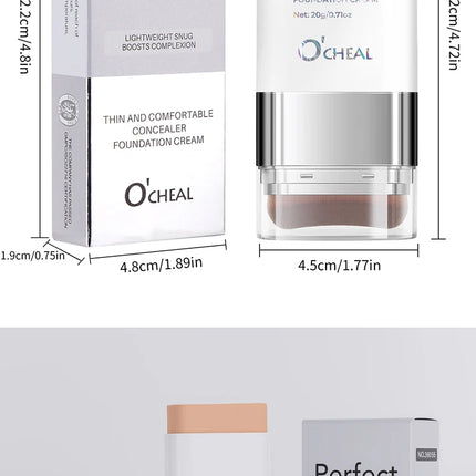 O'CHEAL Perfect Cover Stick Thin And Comfortable Concealer Foundation Cream Stick Instant Natural Waterproof Long-lasting Makeup