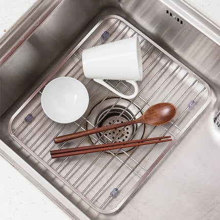 New Stainless Steel Sink Drainer Rack Multifunctional Kitchen Fruit Vegetable Dish Drying Rack Kitchen Sink Protector Grid