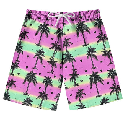 Fashion Men Hawaiian Beach Shorts 3d Printed Plam Tree Graphic Men Surf Board Shorts Oversized Quick Dry Y2k Men Casaul Shorts