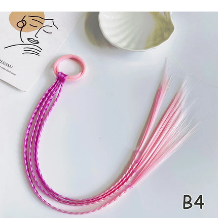 AZQUEEN Synthetic Colored Long Braided Ponytail Extensions With Elastic Band Rainbow Braid Pony Tail Hairpiece For Girl Kids