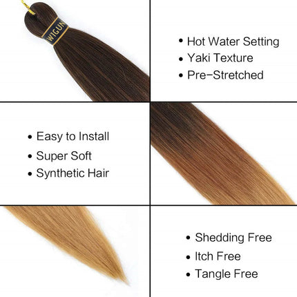 Kanekalon Hair 26 Inch 90g Pre Stretched Jumbo Braiding Hair Box Twist Braids Wholesale Synthetic Hair Extensions For Women