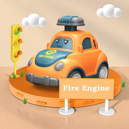 Car Toys Toddler Press and Go Toy Cars Wind-up Cars Taxi Ambulance Fire Truck Model Educational Set for Kids Boys