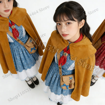 2026 Fantasia Holly Wheeler Cosplay Girls Blue Dress Brown Cloak Suits Monster Things Season 5 Roleplaying Carnival Outfits