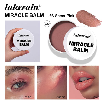 3 In 1 Solid Pearl Blush Cream Monochrome Woman Blush Paste Cheek Ulti-purpose For Eyes Lips Makeup Blush Stick Korean Cosmetics