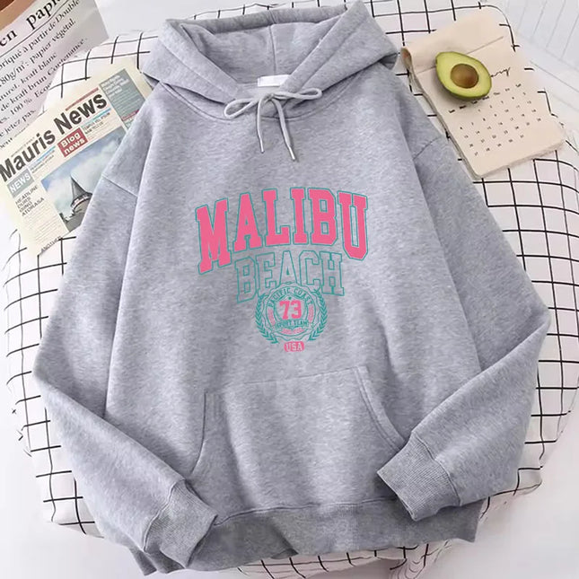 Fashion Vintage Malibu Beach Print Hoodies Casual Hoodies Sweatshirts Men Women Tops Spring Autumn Winter Clothes