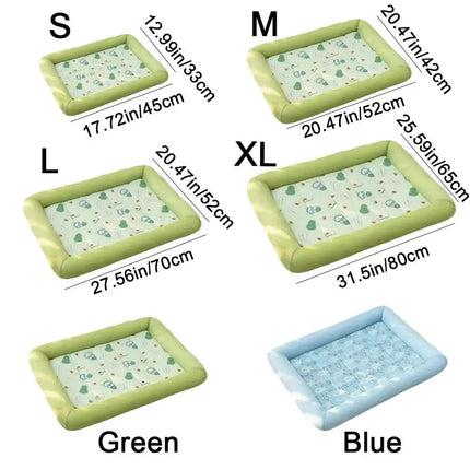 Square Cooling Puppy Bed Breathable Soft Dog Sleeping Pad Neck-protecting Dirt-resistant Pet Cooling Mat for Dogs Cats