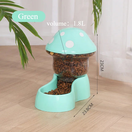 New Cat Pet Automatic Feeder Water Dispenser Cute Mushroom Large Capacity Food Container Pet Bowl Water Storage Device Supplies
