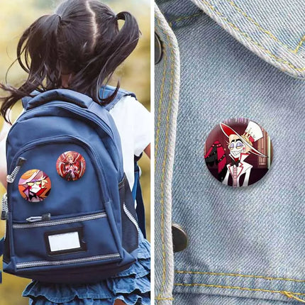 Lucifer Alastor Duckies Soft Button Pins DIY Round Snap-in Brooches Backpack Shirt Accessories  Customize Cartoon Cosplay Badge