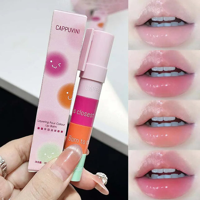 Cappuvini Stacking Four-Color Lip Balm Moisturizing Lip Balm Lip Care Temperature Change Lip Balm