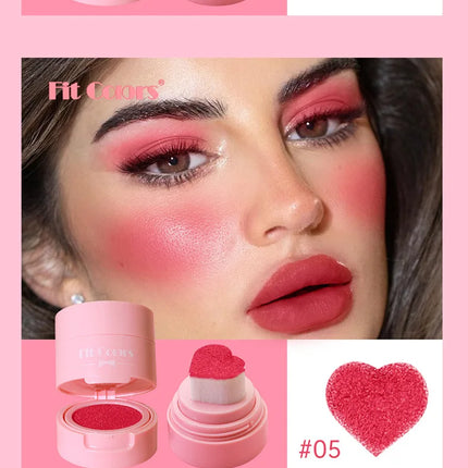 Heart Blush Stick Sponge Stamp Facial Blush Waterproof Brightening Face Contouring Shadow Blusher Tint Cheek Korean Cosmetics