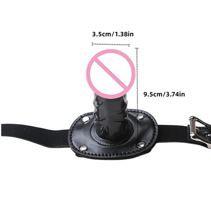 Leather Silicone Penis Mouth Ball Gag With Lock Bondage Restraints Oral Dildo Plug Harness For Couple Sex Game Sex Toy
