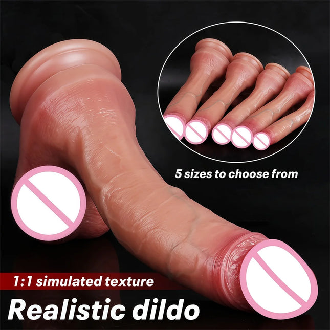 New Realistic Soft Double Silicone Big Dildo 3Colors Penis 5 Sizes Vaginal Masturbation Suction Cup Dick Woman Anal Sex Toy