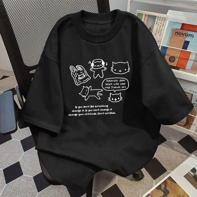 American Retro Summer New Short-sleeved T-shirt Women Harajuku Everything Half-sleeved Tee Tops