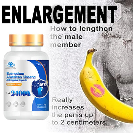 Energy Boost with Epimedium Extract & Ginseng - Promotes Strength & Confidence -Men's Daily Herbal Enhanging Supplement