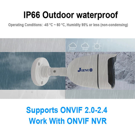 JIENUO Ip Camera Poe 4K Outdoor Waterproof Security Night Vision Video H.265 4MP 5MP 8MP Onvif Bullet CCTV Home Cam Surveillance
