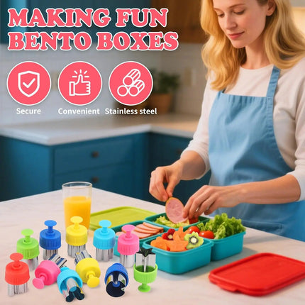 Vegetable Fruit Shapes Cutter Set for Kids Lunch Bento Box Decorating Cookie Stamps