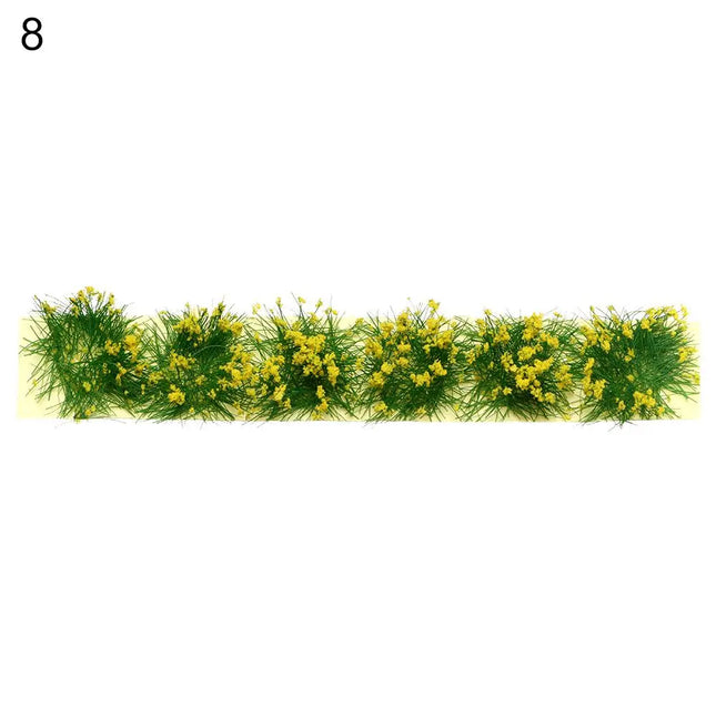 1Set Miniature Flower Cluster Garden Decor DIY Grass Tufts Building Layout Static Scenery Model 9*1*0.6cm Durable Sand Table