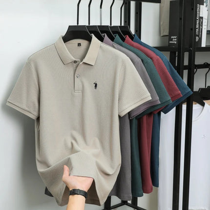 100% pure cotton men's breathable short-sleeved T-shirt, luxury brand embroidered loose casual summer fashion business Paul polo