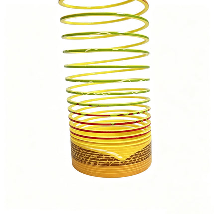 Cute Hamburger Pattern Mini Rainbow Slinky Toy Flexible Plastic Magic Spring Coil Fidget Toy for Kids 1/3/6Pcs Christmas Gift