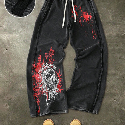 2026 Summer New Hot Retro Gothic Punk Style Men's 3D Printed Sports Leisure Straight Leg Pants Street Wear Men's Loose Pants