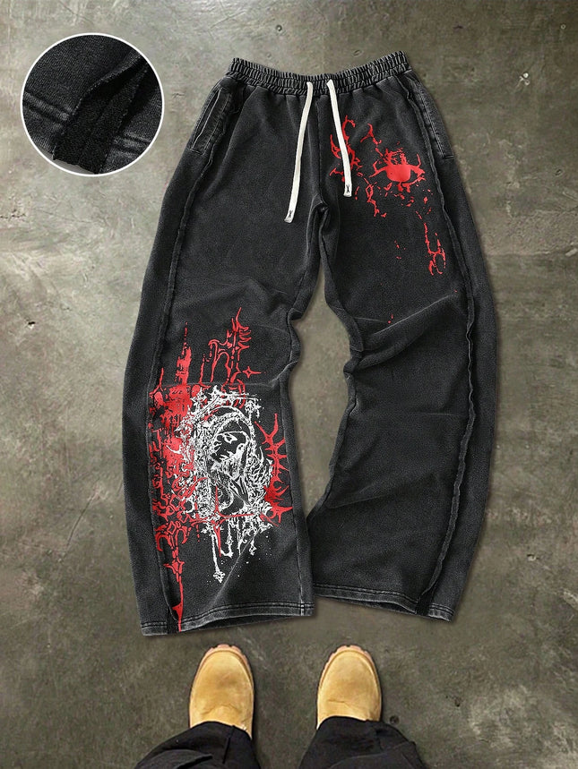 2026 Summer New Hot Retro Gothic Punk Style Men's 3D Printed Sports Leisure Straight Leg Pants Street Wear Men's Loose Pants