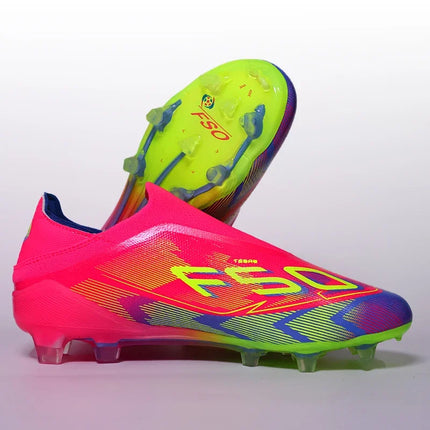 Without-Lace Non Slip Football Shoes Pro Mens Football Boots Youth FG/TF F50+ Training Studded Fast Soccer Shoes for Man