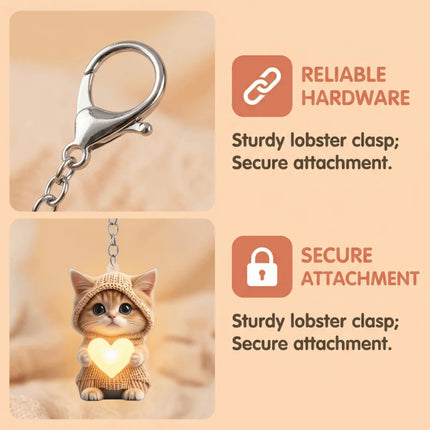 Keyring Mini Cat Acrylic Pendant 2D Cute Cat Keychain Decoration Hedgehog Hanging Ornament Jewelry Gift