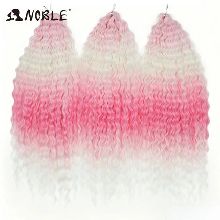 Noble 24Inch 300g Crochet Hair Curl Hair Water Wave Ombre Blonde Twist Crochet Hair Braid Hair Deep Wave Braiding Hair Extension