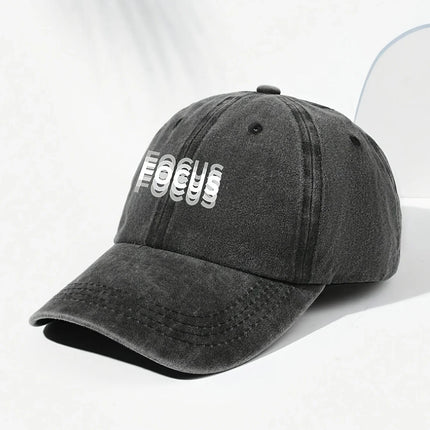 Classic unisex baseball cap with "FOCUS" print adjustable for daily leisure, outdoor sports, and travel