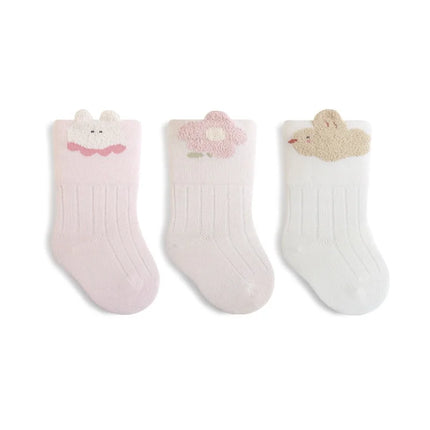 3Pairs/lot Newborn Baby Boy Girl Kids Socks Cartoon Striped Children's Sock Soft Autumn Winter Infant Toddler Socks For Girls