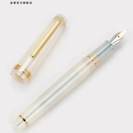 JINHAO 82 Fountain Pen Gold Trim Acrylic Barrel Silver Clip for Writing Calligraphy Signature School Office Supplies Stationery